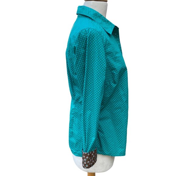Boden Polka Dot Button Down Shirt Cotton Flip Contrast Cuff Tailored Colorful-10 - Picture 7 of 15